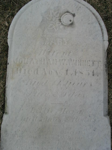 Mary Winnett tombstone